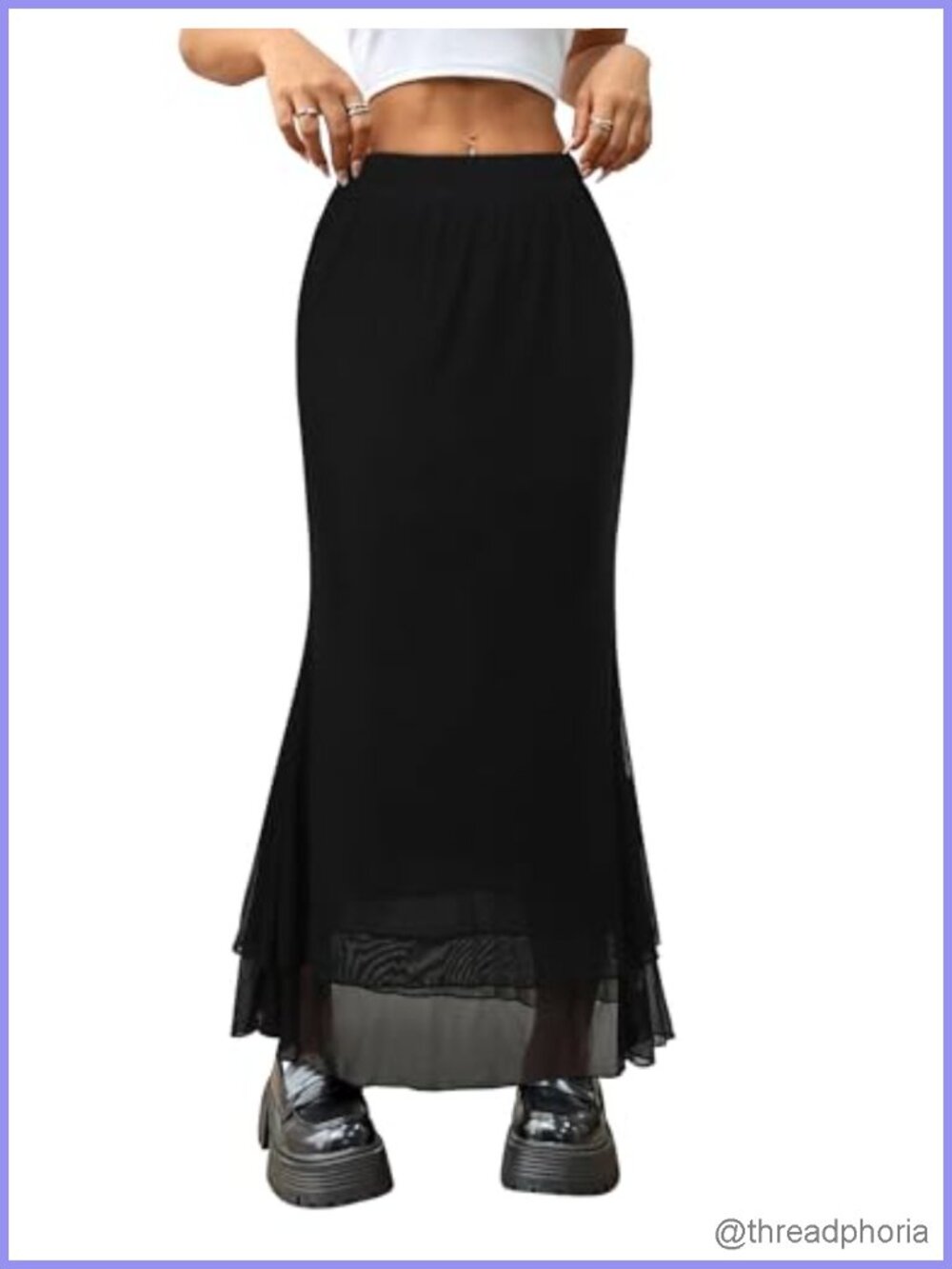 Women Maxi Skirt High Waisted Leopard Print Flowy Boho Fishtail Mesh Skirt